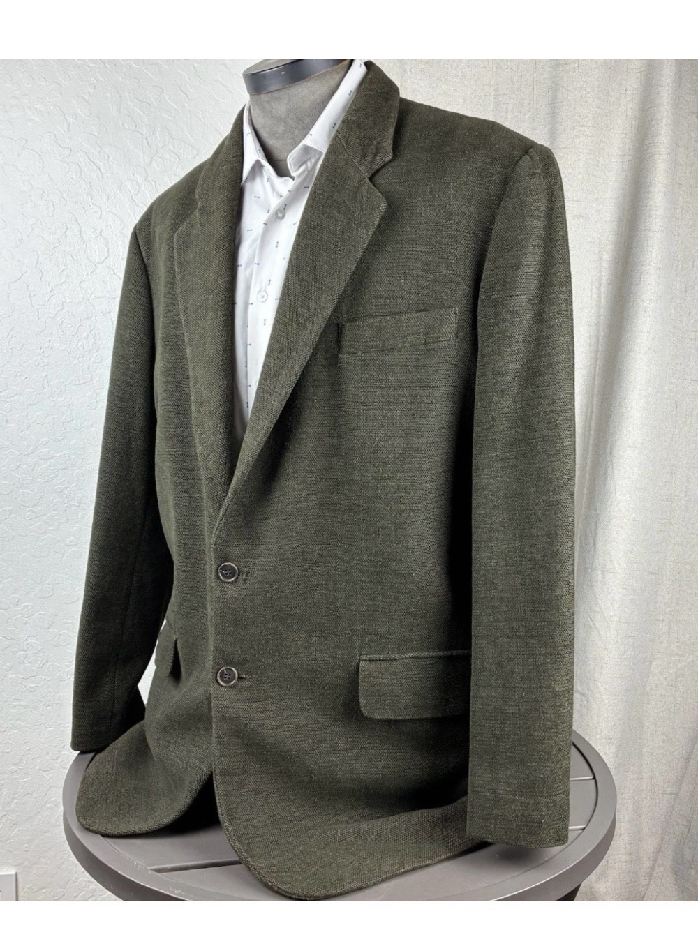 Claiborne Mens Sport Coat 44L Soft Wool Green Gray Tweed 44 Long Scottish Pub